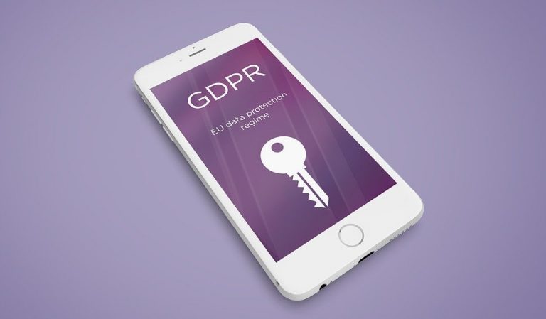 Mobile phone showing GDPR on its screen